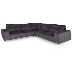 Hazel Fabric Corner Sofa In Steel With Chrome Metal Legs