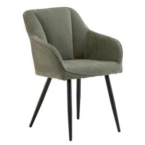 Hazen Fabric Dining Chair In Mint Green With Black Legs - UK