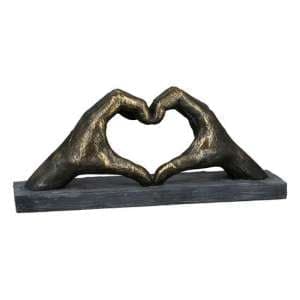 Heart Of Hands Poly Design Sculpture In Antique Bronze And Grey