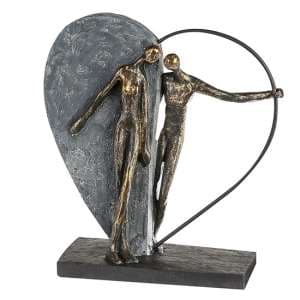 Heartbeat Poly Design Sculpture In Antique Bronze And Grey