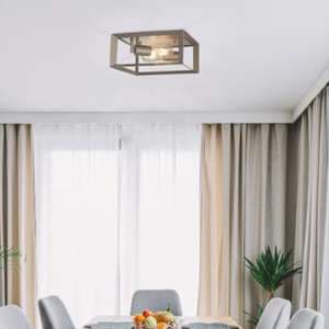 Heaton 2 Lights Flush Ceiling Light In Brushed Silver And Gold