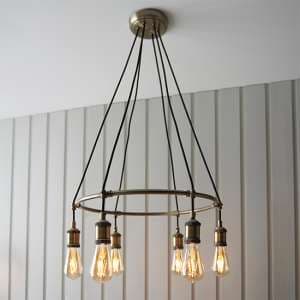 Hebi 6 Lights Ceiling Pendant Light In Antique Brass - UK