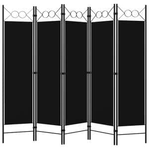 Hecate Fabric 5 Panels 200cm x 180cm Room Divider In Black