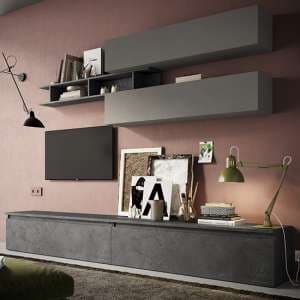 Heidi Wooden Entertainment Unit In Slate And Lead - UK