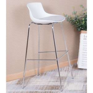 Hinton Barstool In White With Fabric Seat And Chrome frame - UK