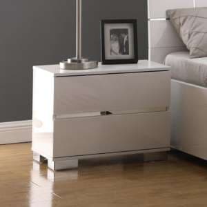Helena High Gloss Bedside Cabinet With 2 Drawers In White - UK