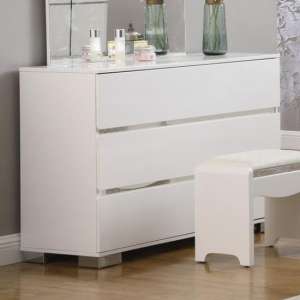 Helena High Gloss Dressing Table With 3 Drawers In White - UK