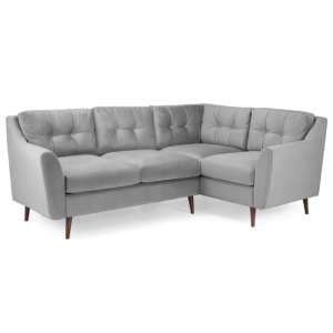 Helena Plush Velvet Corner Sofa Right Hand In Grey