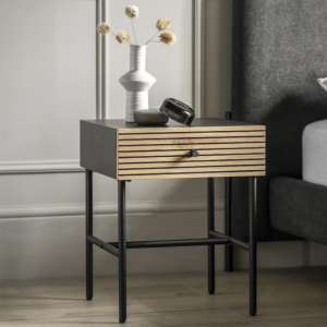 Helena Wooden Bedside Cabinet With 1 Drawer In Natural - UK