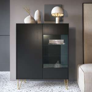 Helena Wooden Display Cabinet With 2 Doors In Black - UK