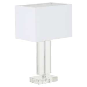 Helna White Fabric Shade Table Lamp With Crystal Base