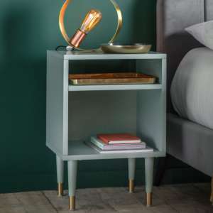 Helston Wooden Side Table With 2 Shelves In Mint - UK