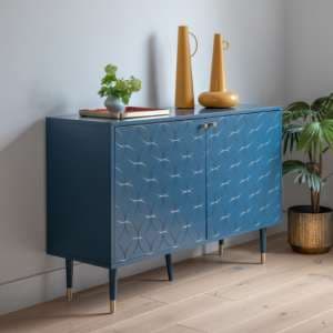 Helston Wooden Sideboard With 2 Doors In Blue - UK