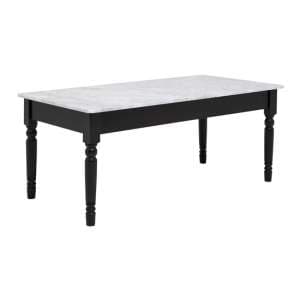 Henova White Marble Coffee Table With Black Wooden Frame