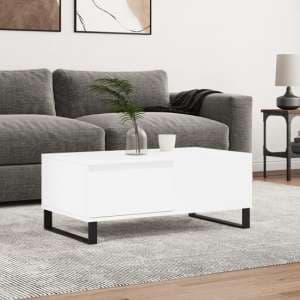 Henry Wooden Coffee Table With 1 Drawer In White - UK