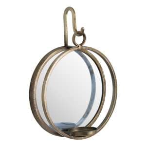 Henry Large Wall Hanging Mirrored Candle Holder In Bronze