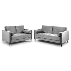 Herbart Plush Velvet 3+2 Seater Sofa Set In Grey - UK