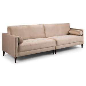 Herbart Plush Velvet 4 Seater Sofa In Beige - UK