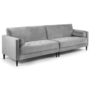 Herbart Plush Velvet 4 Seater Sofa In Grey - UK
