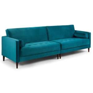Herbart Plush Velvet 4 Seater Sofa In Teal - UK