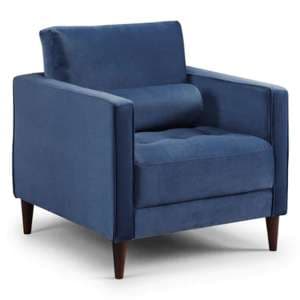 Herbart Plush Velvet Armchair In Blue - UK