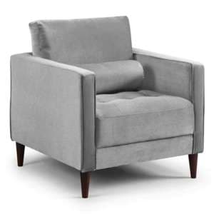 Herbart Plush Velvet Armchair In Grey - UK
