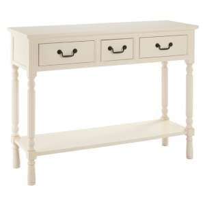 Heritox Wooden 3 Drawers Console Table In Vintage Cream - UK