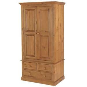 Herndon Wooden Double Door Wardrobe In Lacquered With 3 Drawers - UK