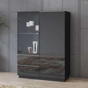 Herrin Display Cabinet 2 Doors In Black Glass Fronts And LED - UK
