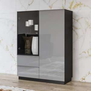 Herrin Display Cabinet 2 Doors In Grey Glass Fronts And LED - UK