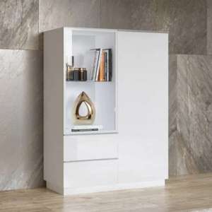 Herrin Display Cabinet 2 Doors In White Glass Fronts And LED - UK