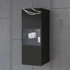 Herrin Display Cabinet Wall 1 Door In Black Glass Front And LED - UK