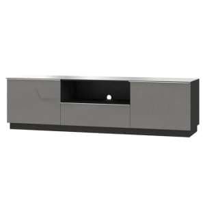 Herrin TV Stand 2 Flap Doors In Grey Glass Fronts And LED - UK