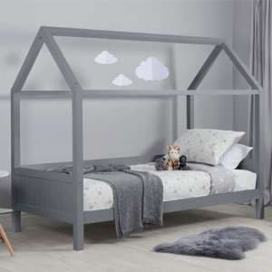 Herrin Wooden Single Bed In Grey - UK