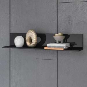 Herrin Wooden Wall Hung Shelf In Black Glass - UK