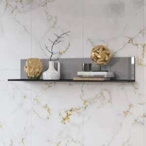 Herrin Wooden Wall Hung Shelf In Grey Glass - UK