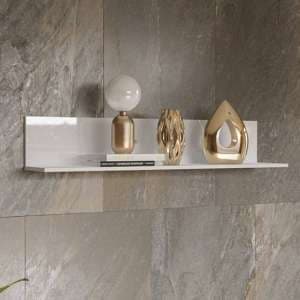 Herrin Wooden Wall Hung Shelf In White Glass - UK