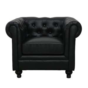 Hertford Chesterfield Faux Leather 1 Seater Sofa In Black