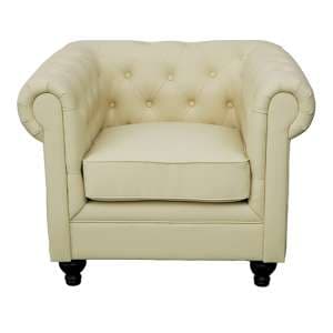 Hertford Chesterfield Faux Leather 1 Seater Sofa In Ivory