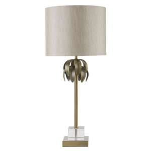 Herto Grey Fabric Shade Table Lamp With Tree Shaped Steel Base