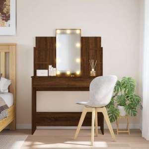 Hervey Wooden Dressing Table In Brown Oak With LED - UK