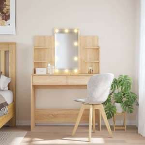 Hervey Wooden Dressing Table In Sonoma Oak With LED - UK
