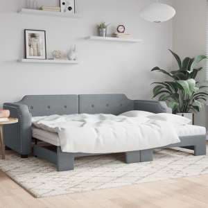Hervey Fabric Daybed With Guest Bed In Light Grey - UK