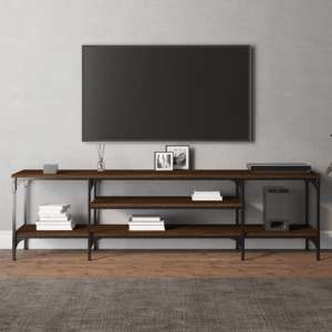 Hetty Wooden TV Stand Large With 2 Shelves In Brown Oak - UK
