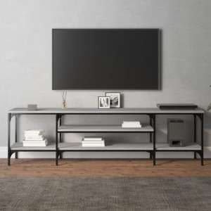 Hetty Wooden TV Stand Large With 2 Shelves In Grey Sonoma Oak - UK