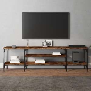Hetty Wooden TV Stand Large With 2 Shelves In Smoked Oak - UK