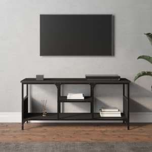 Hetty Wooden TV Stand Small With 2 Shelves In Black