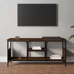 Hetty Wooden TV Stand Small With 2 Shelves In Brown Oak - UK
