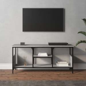 Hetty Wooden TV Stand Small With 2 Shelves In Grey Sonoma Oak - UK