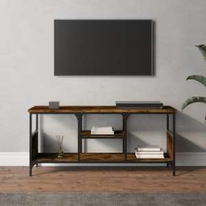 Hetty Wooden TV Stand Small With 2 Shelves In Smoked Oak